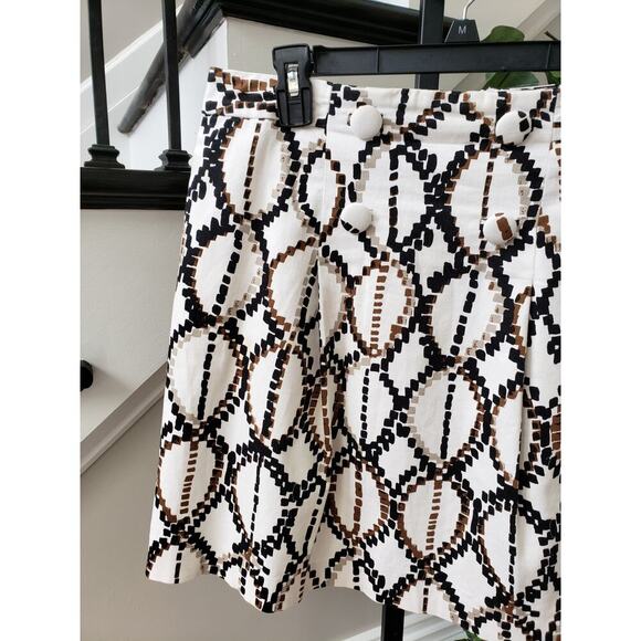 Worthington Pencil Skirt Womens Size 12 White Geo Print Cotton Stretch Back Zip - Picture 4 of 11